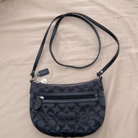 Coach Handbags - EUC Coach Ashley black sateen signature purse.